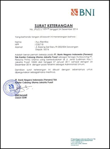 Detail Bentuk Surat Keterangan Kerja Nomer 2