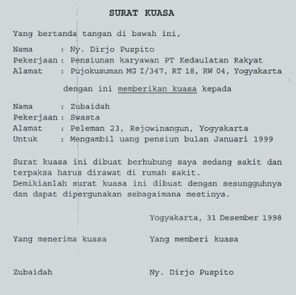 Detail Bentuk Surat Kuasa Nomer 25