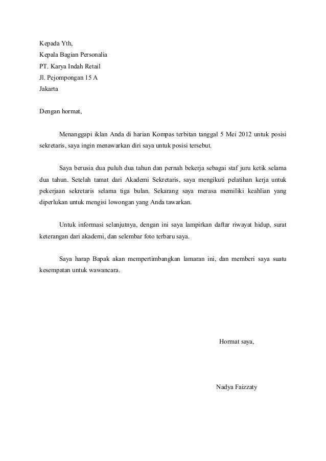 Detail Bentuk Surat Lamaran Kerja Nomer 32