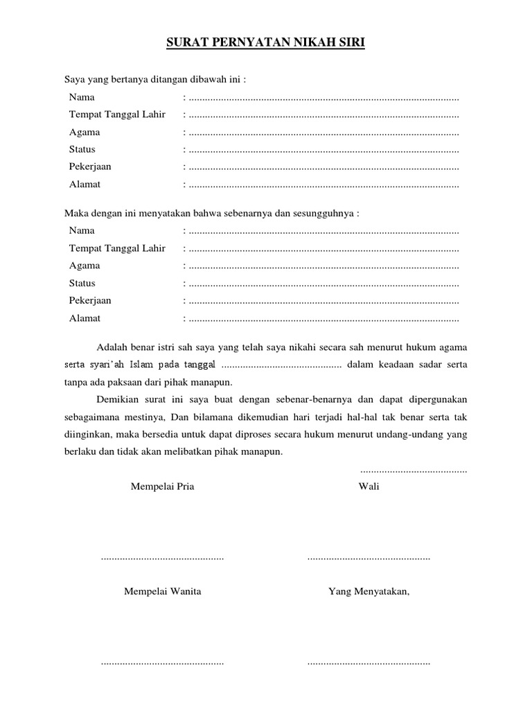 Download Bentuk Surat Nikah Siri Nomer 15