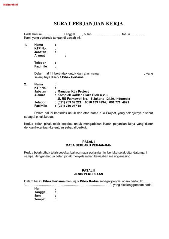 Detail Bentuk Surat Perjanjian Nomer 17