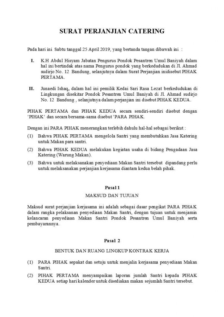 Detail Bentuk Surat Perjanjian Nomer 26