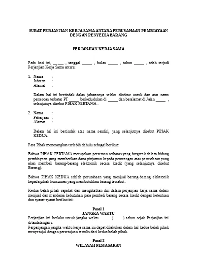 Detail Bentuk Surat Perjanjian Nomer 53