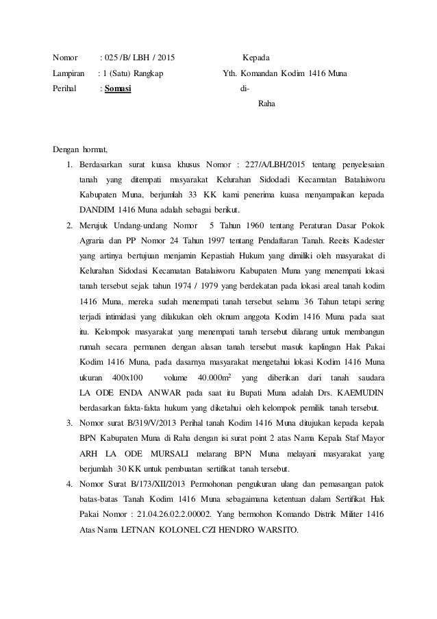 Detail Bentuk Surat Somasi Nomer 20