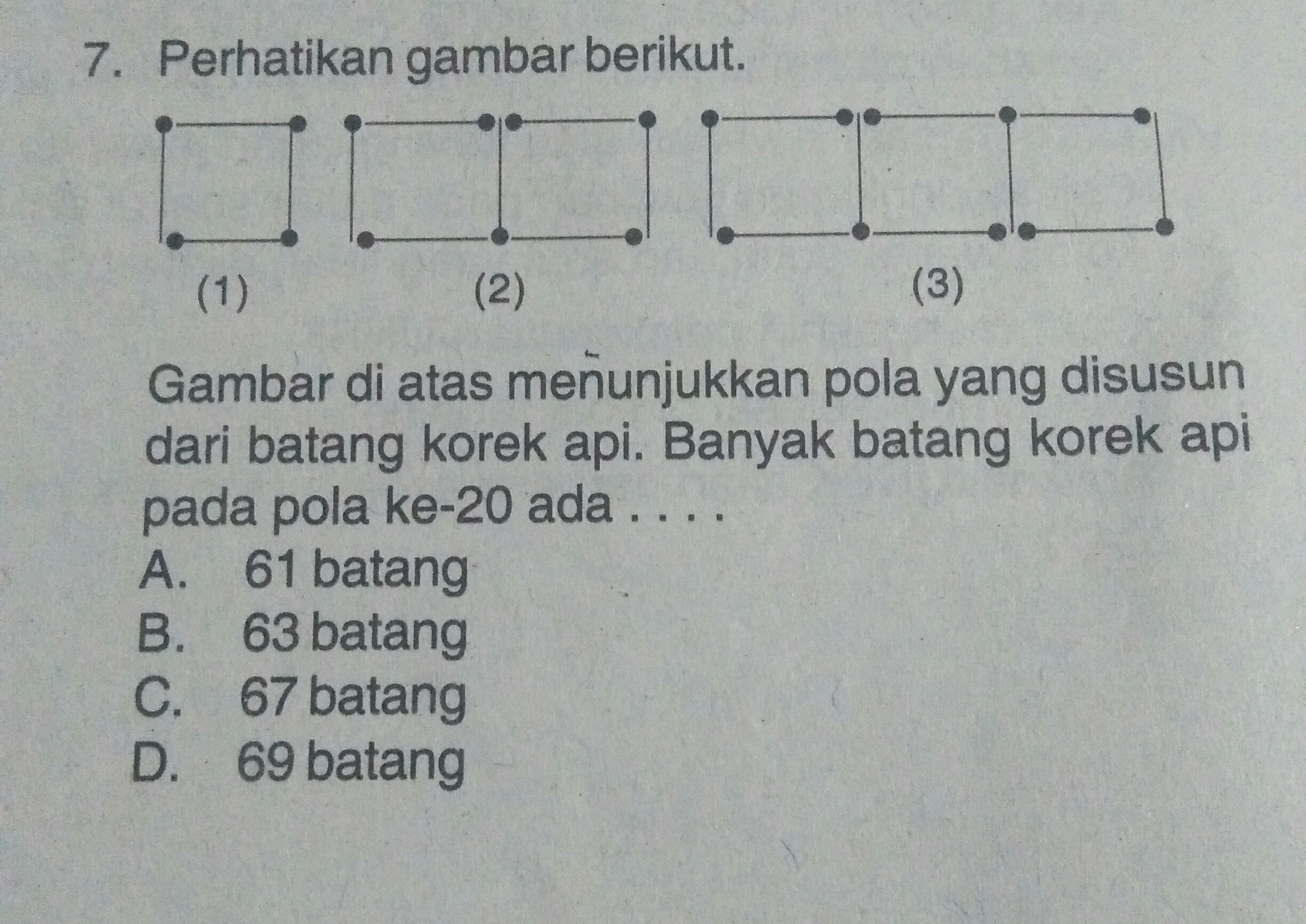 Detail Berdasarkan Gambar Banyaknya Batang Pada Pola Ke 6 Nomer 12