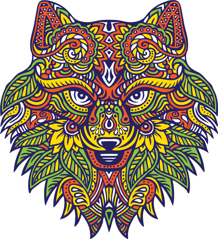 Detail Mandala Tiere Wolf Nomer 2