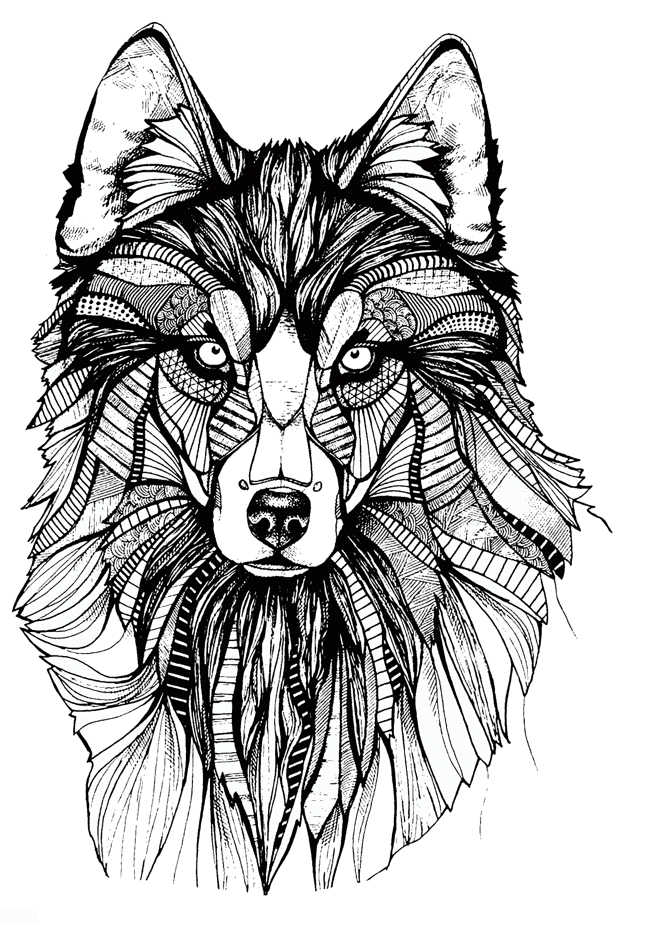 Detail Mandala Tiere Wolf Nomer 6