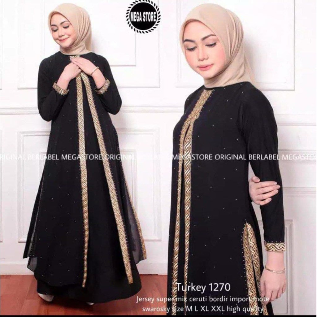 Detail Abaya Turki Hitam Nomer 20