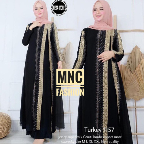 Detail Abaya Turki Hitam Nomer 24