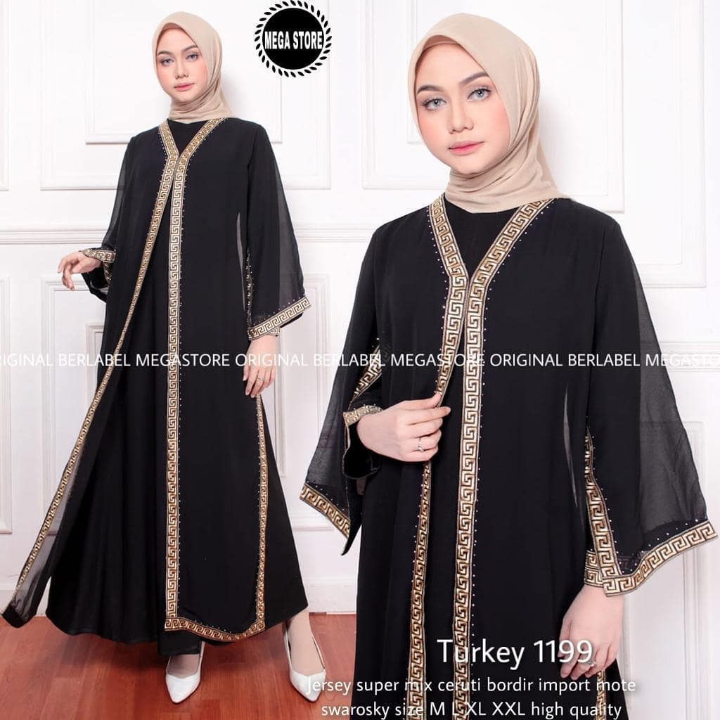 Detail Abaya Turki Hitam Nomer 6