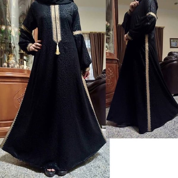 Detail Abaya Turki Hitam Nomer 55