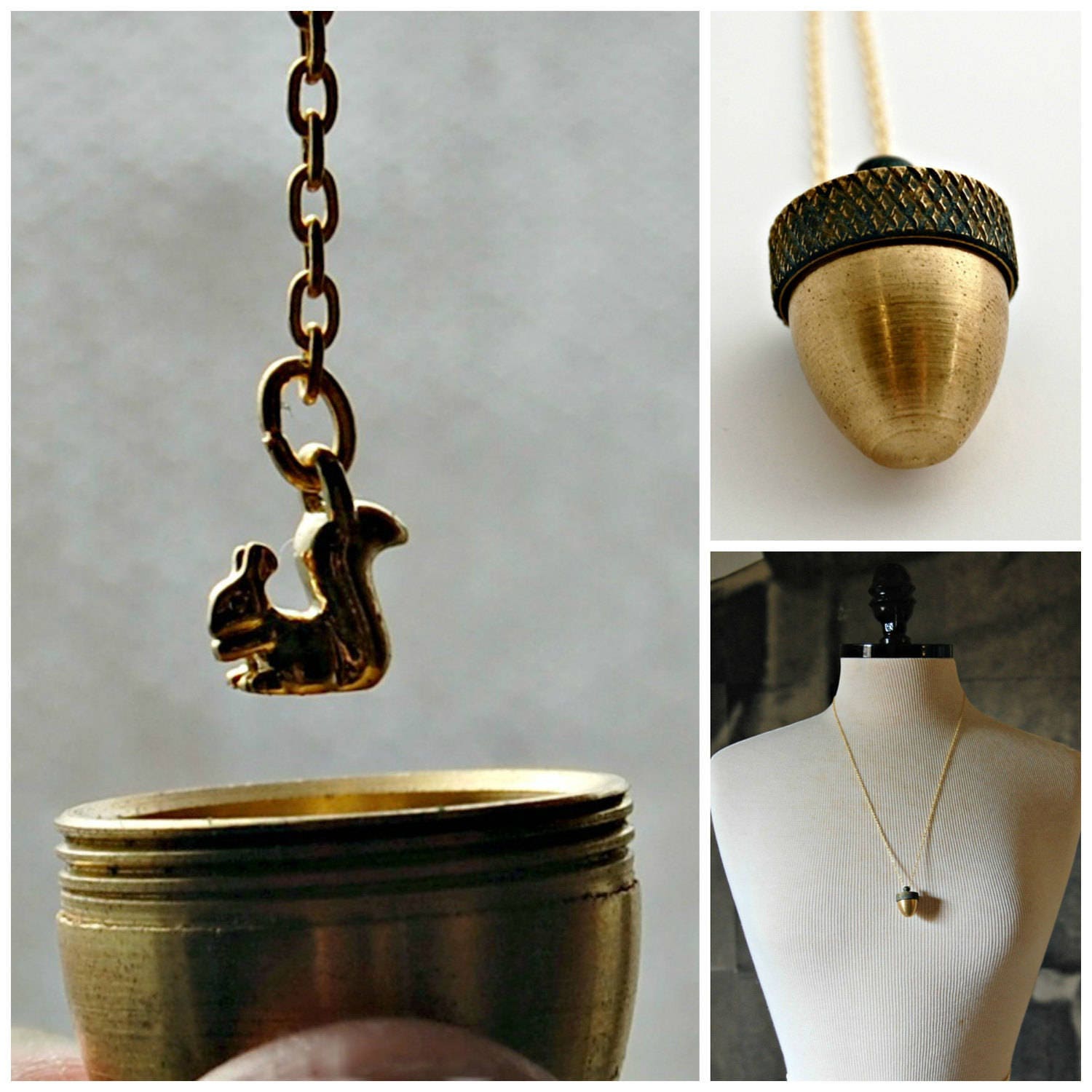 Detail Acorn Necklace With Squirrel Inside Nomer 6