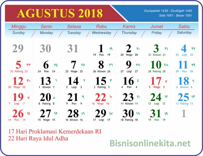 Detail Agustus Kalender 2018 Nomer 2