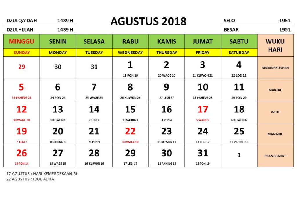 Detail Agustus Kalender 2018 Nomer 19