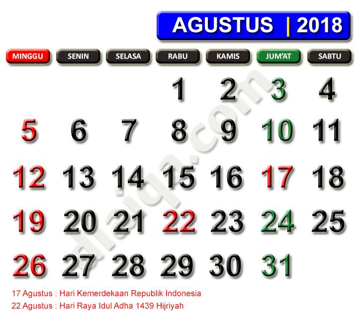 Detail Agustus Kalender 2018 Nomer 5