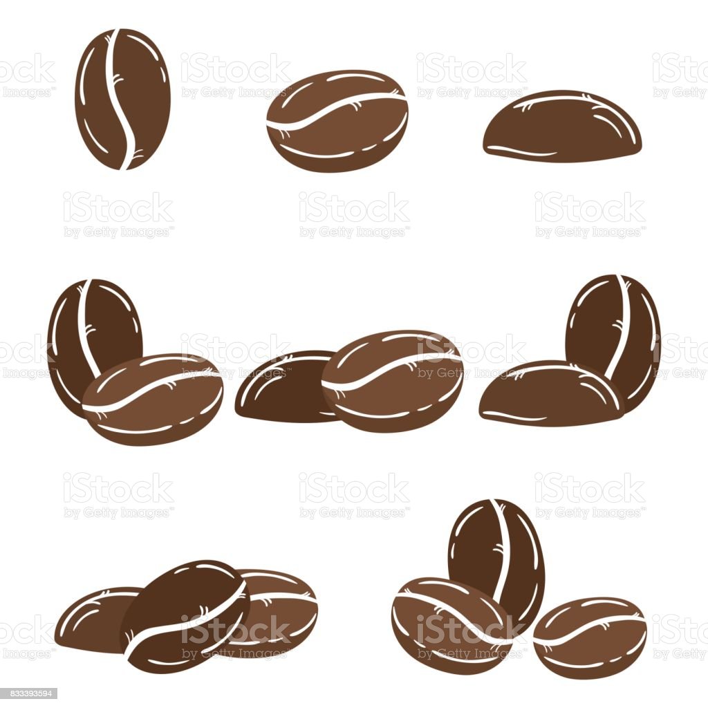 A Set Of Coffee Beans A Collection Of Coffee Beans In Different Variations Logo For The Coffee House Vector Illustration Stock Illustration - Download Image Now - Istock