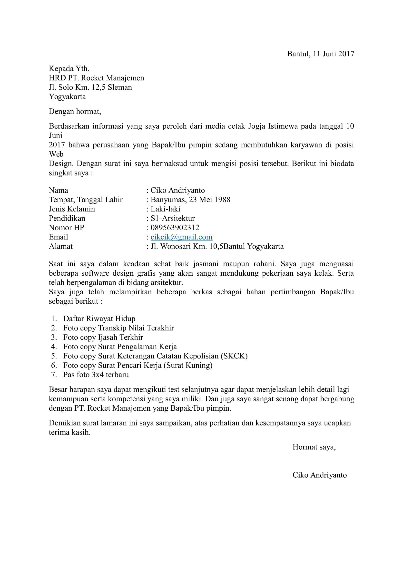 Detail Bikin Surat Lamaran Kerja Via Email Nomer 17