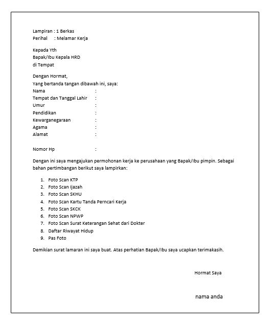 Detail Bikin Surat Lamaran Kerja Via Email Nomer 55