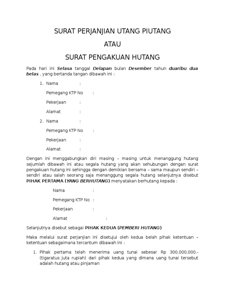 Detail Bikin Surat Perjanjian Hutang Nomer 49