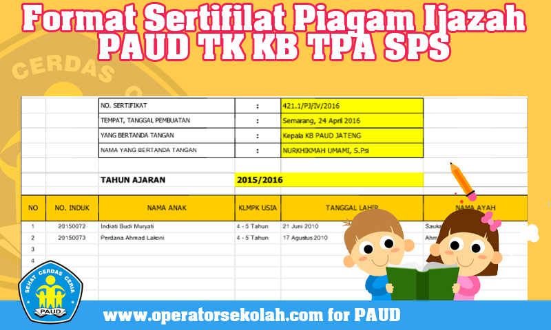 Detail Bingkai Sertifikat Paud Nomer 52