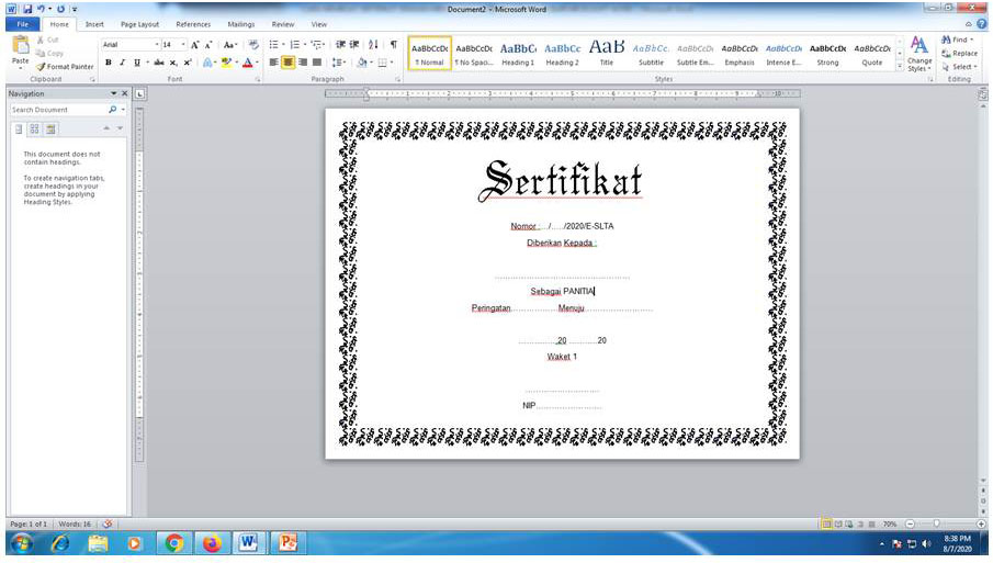 Detail Bingkai Sertifikat Word Nomer 38