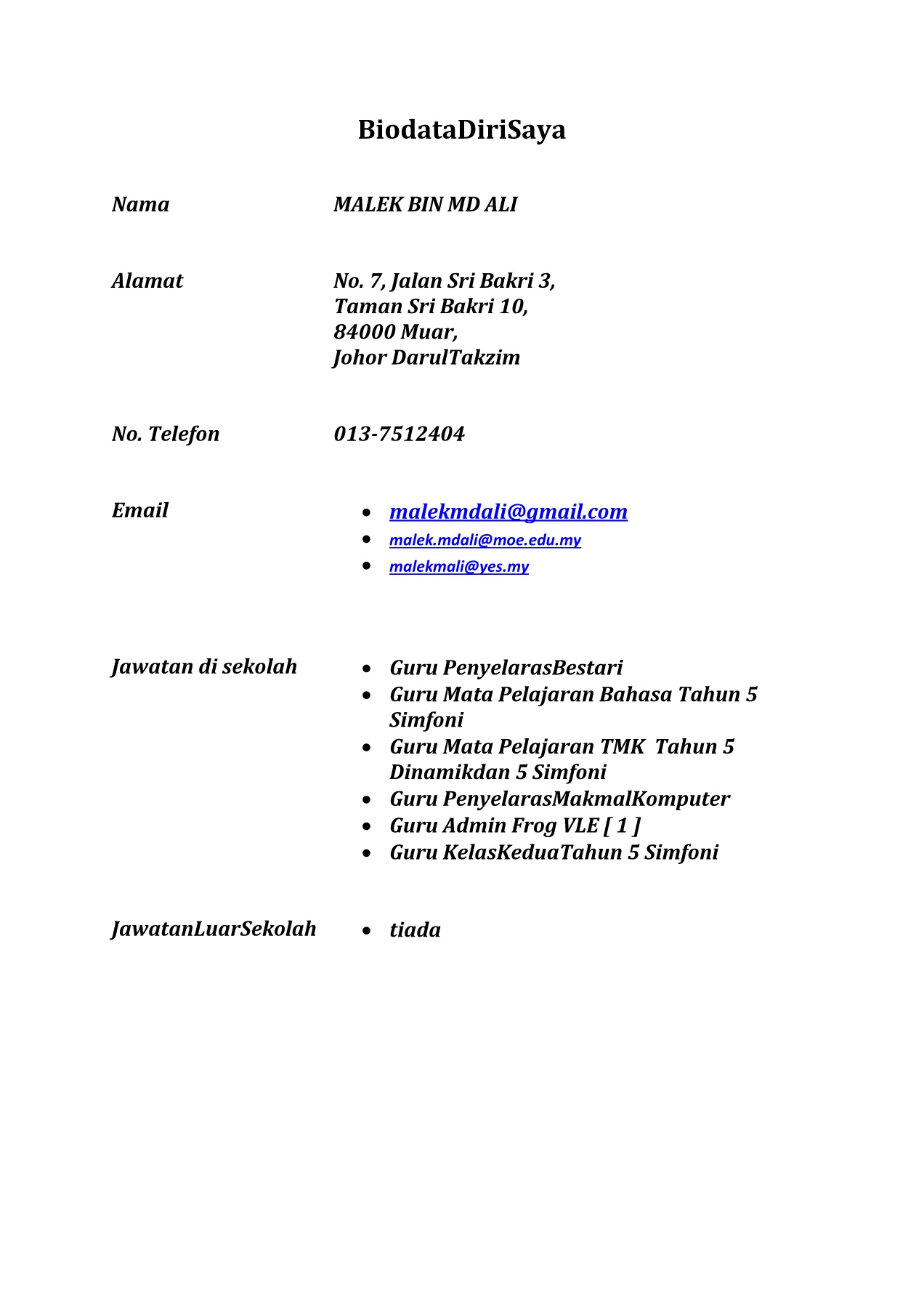 Biodata Kosong - 51+ Koleksi Gambar