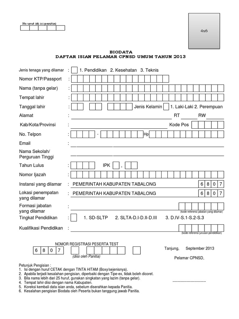 Detail Biodata Kosong Nomer 42