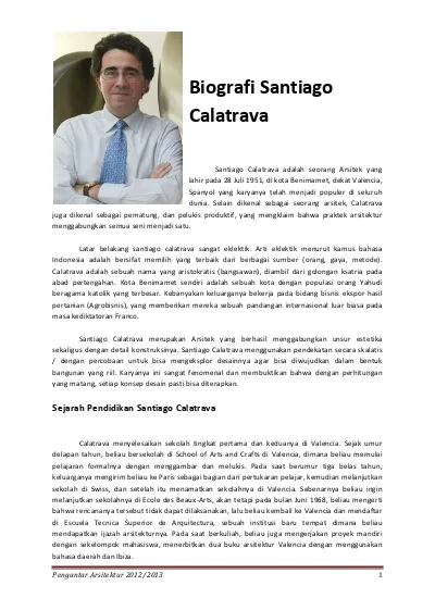 Detail Biografi Santiago Calatrava Nomer 9