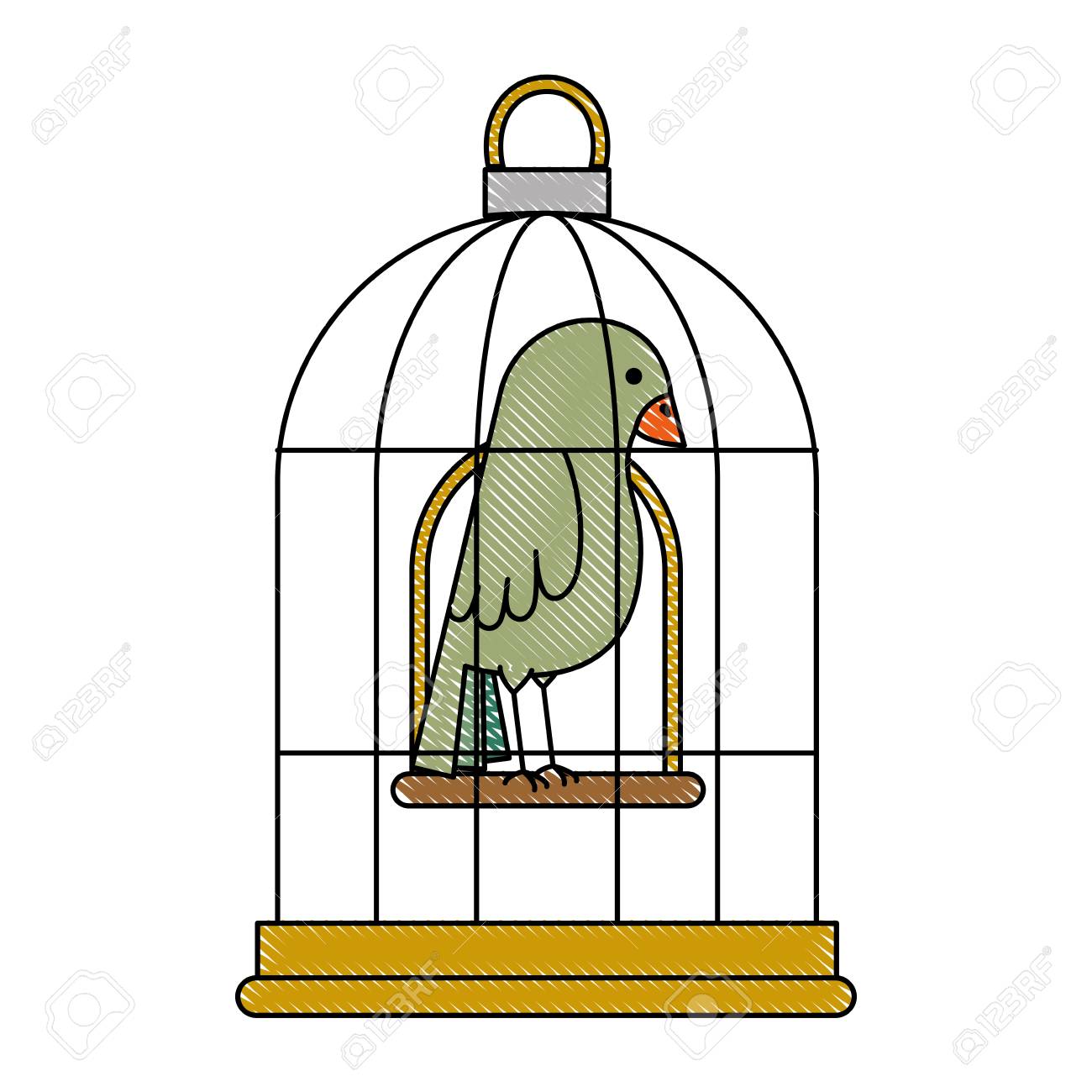 Detail Bird In Cage Clipart Nomer 3