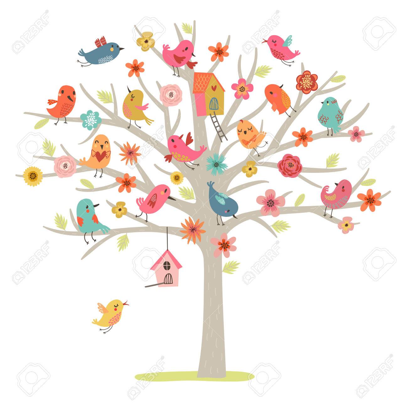 Detail Birds In A Tree Clipart Nomer 4