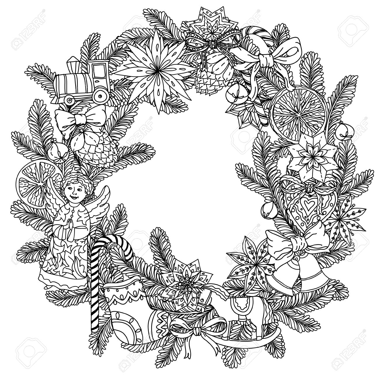 Detail Black And White Christmas Wreath Clipart Nomer 10