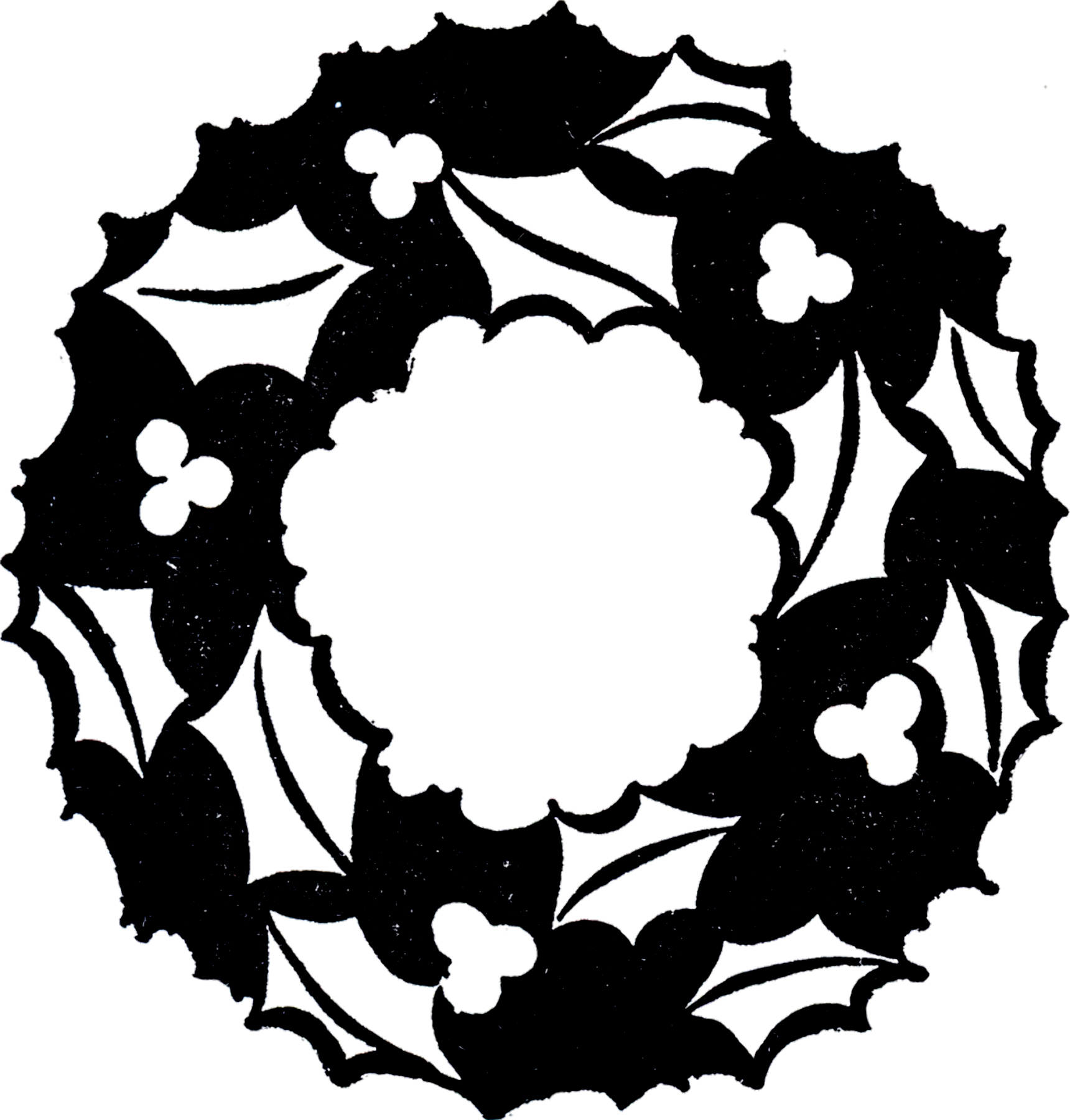 Detail Black And White Christmas Wreath Clipart Nomer 29