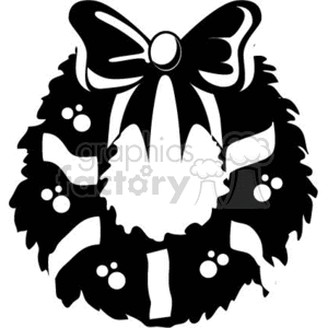 Detail Black And White Christmas Wreath Clipart Nomer 31