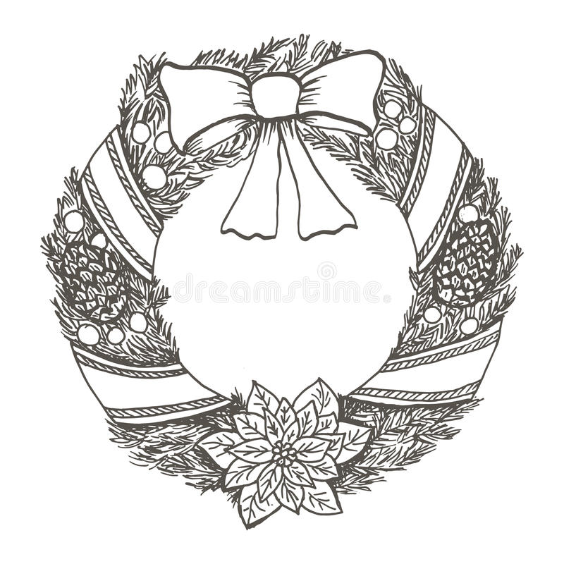 Detail Black And White Christmas Wreath Clipart Nomer 33