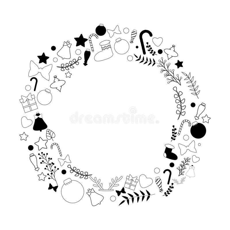 Detail Black And White Christmas Wreath Clipart Nomer 37