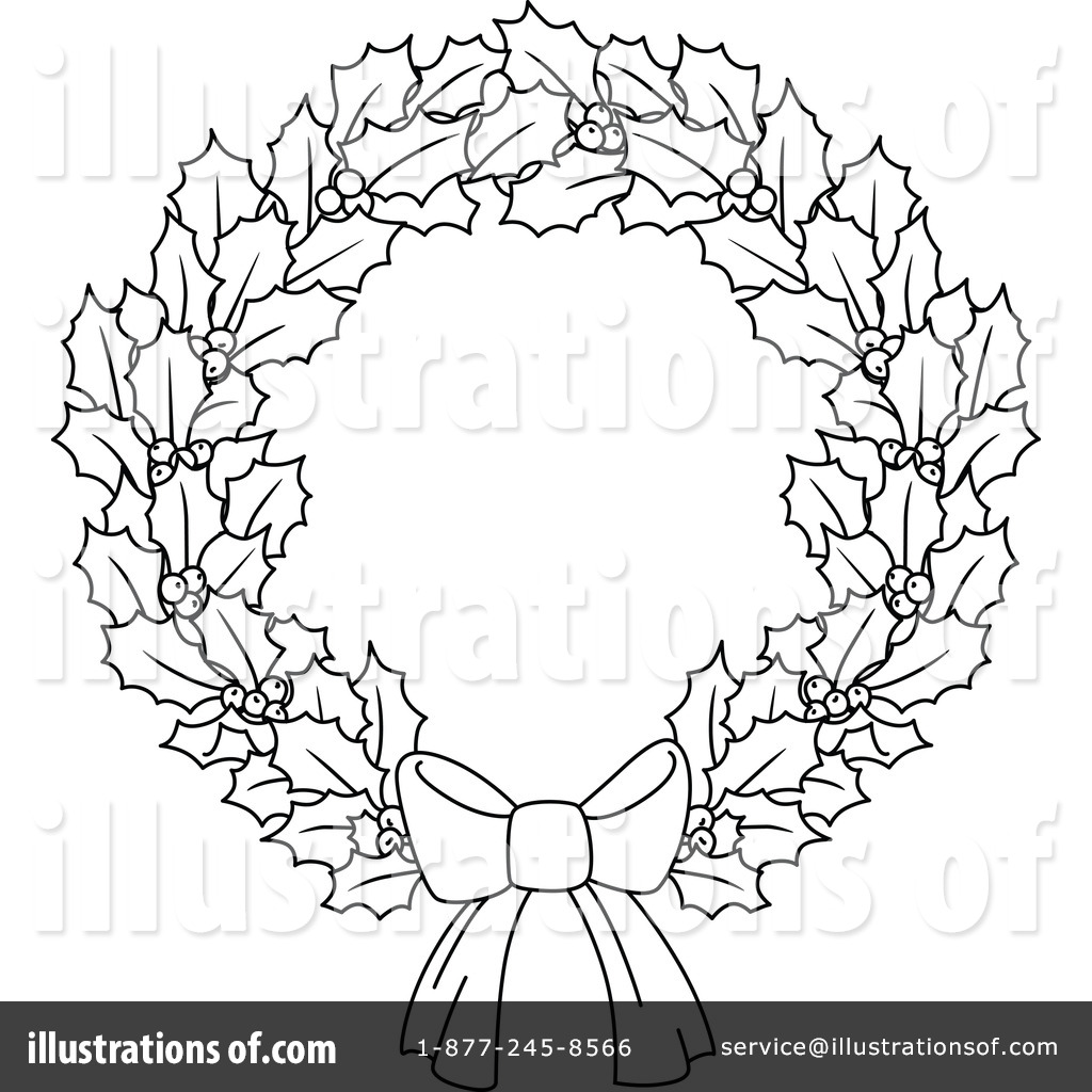 Detail Black And White Christmas Wreath Clipart Nomer 48