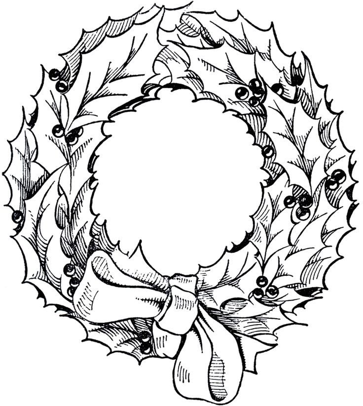 Detail Black And White Christmas Wreath Clipart Nomer 7