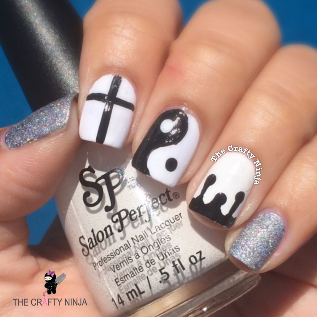 Detail Black And White Yin Yang Nails Nomer 14