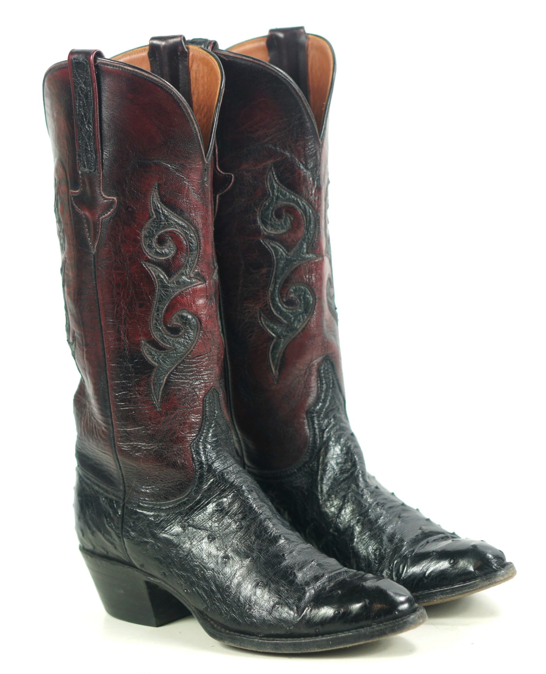 Black Cherry Ostrich Cowboy Boots - KibrisPDR