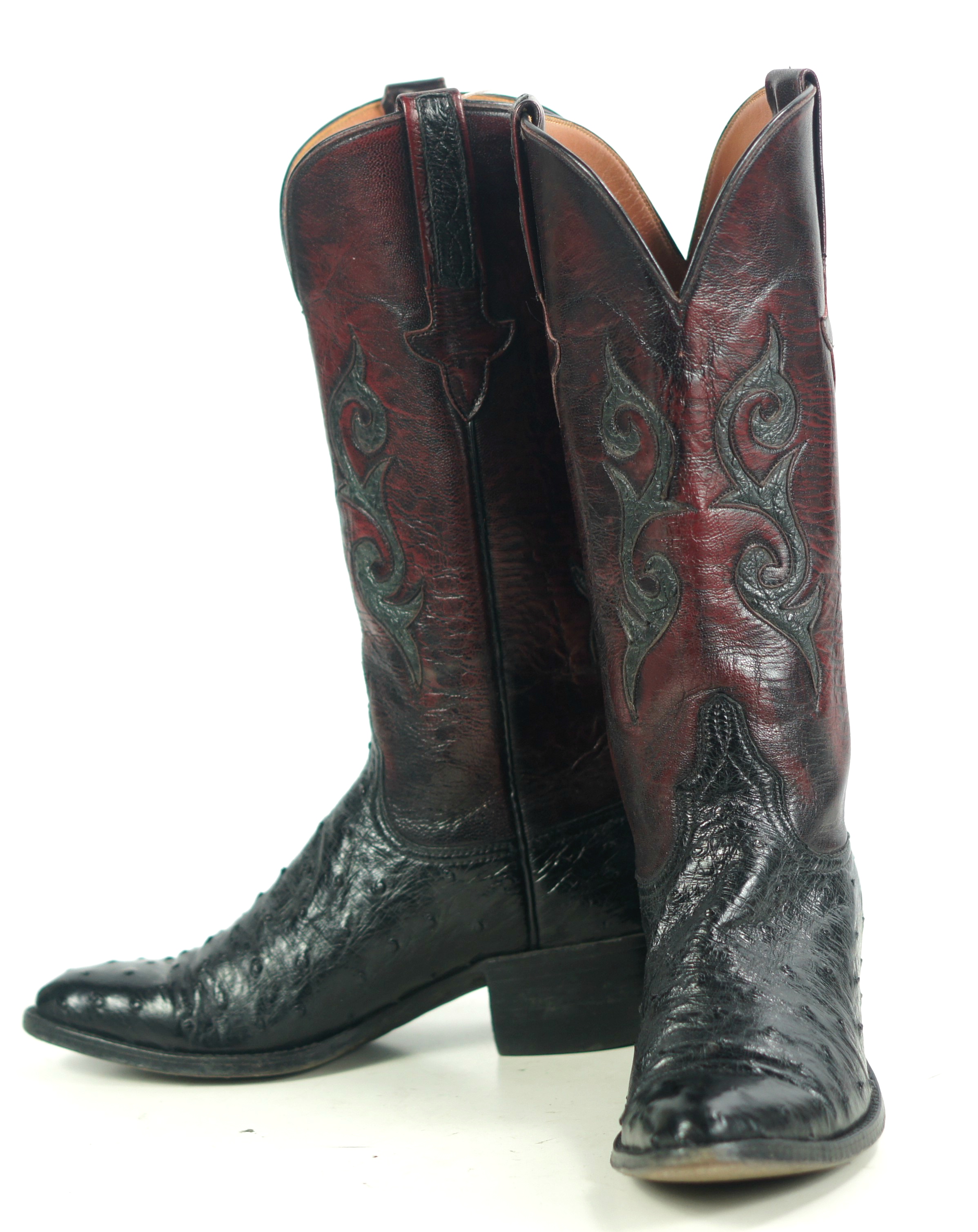 Detail Black Cherry Ostrich Cowboy Boots Nomer 2