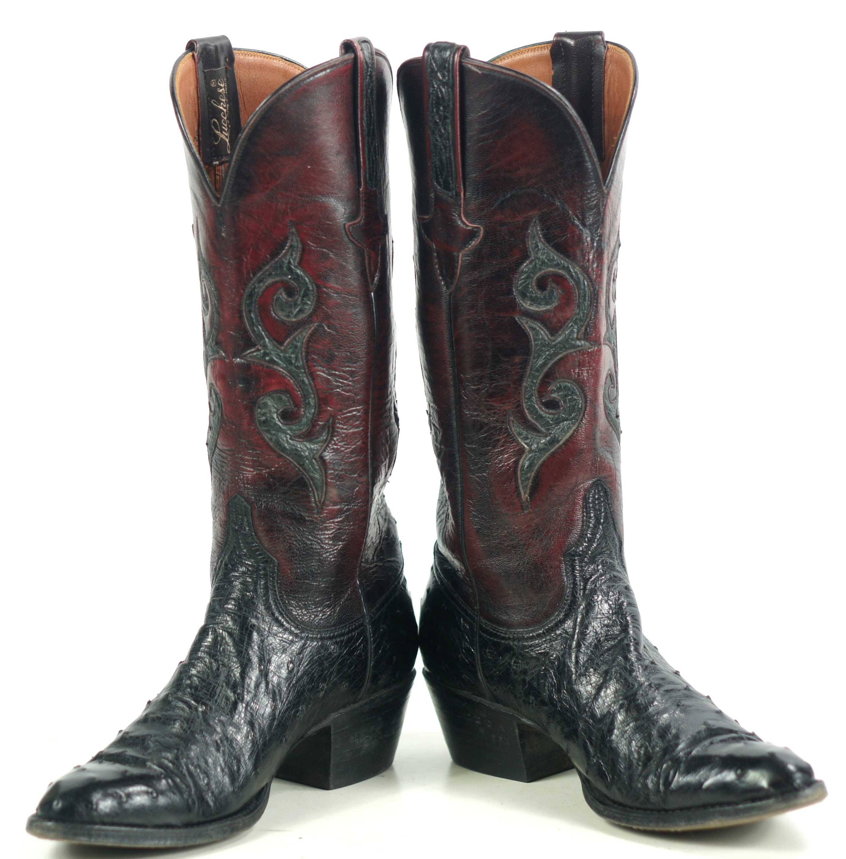 Detail Black Cherry Ostrich Cowboy Boots Nomer 3