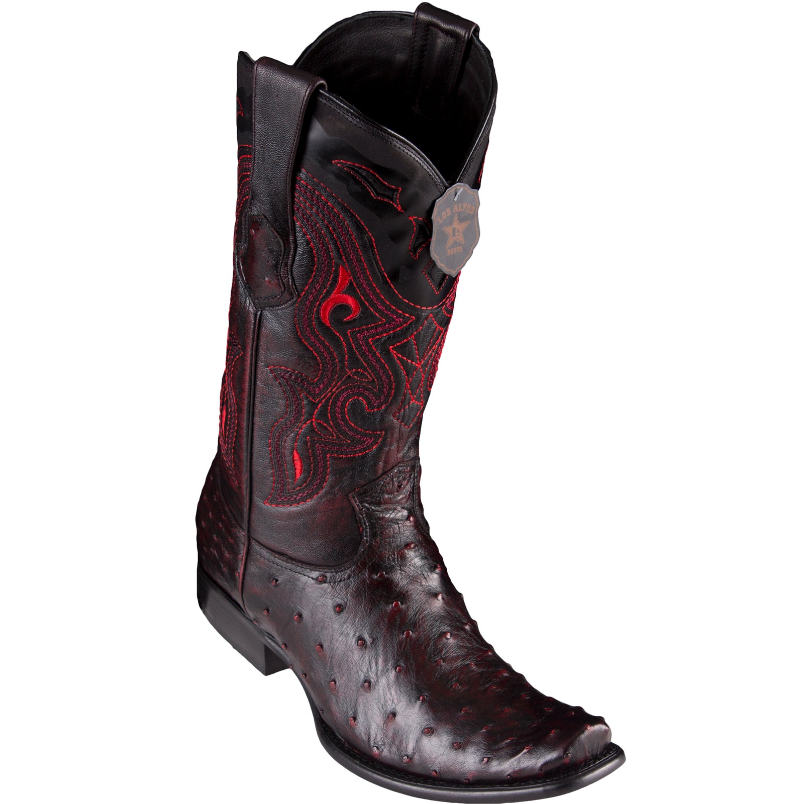 Detail Black Cherry Ostrich Cowboy Boots Nomer 23