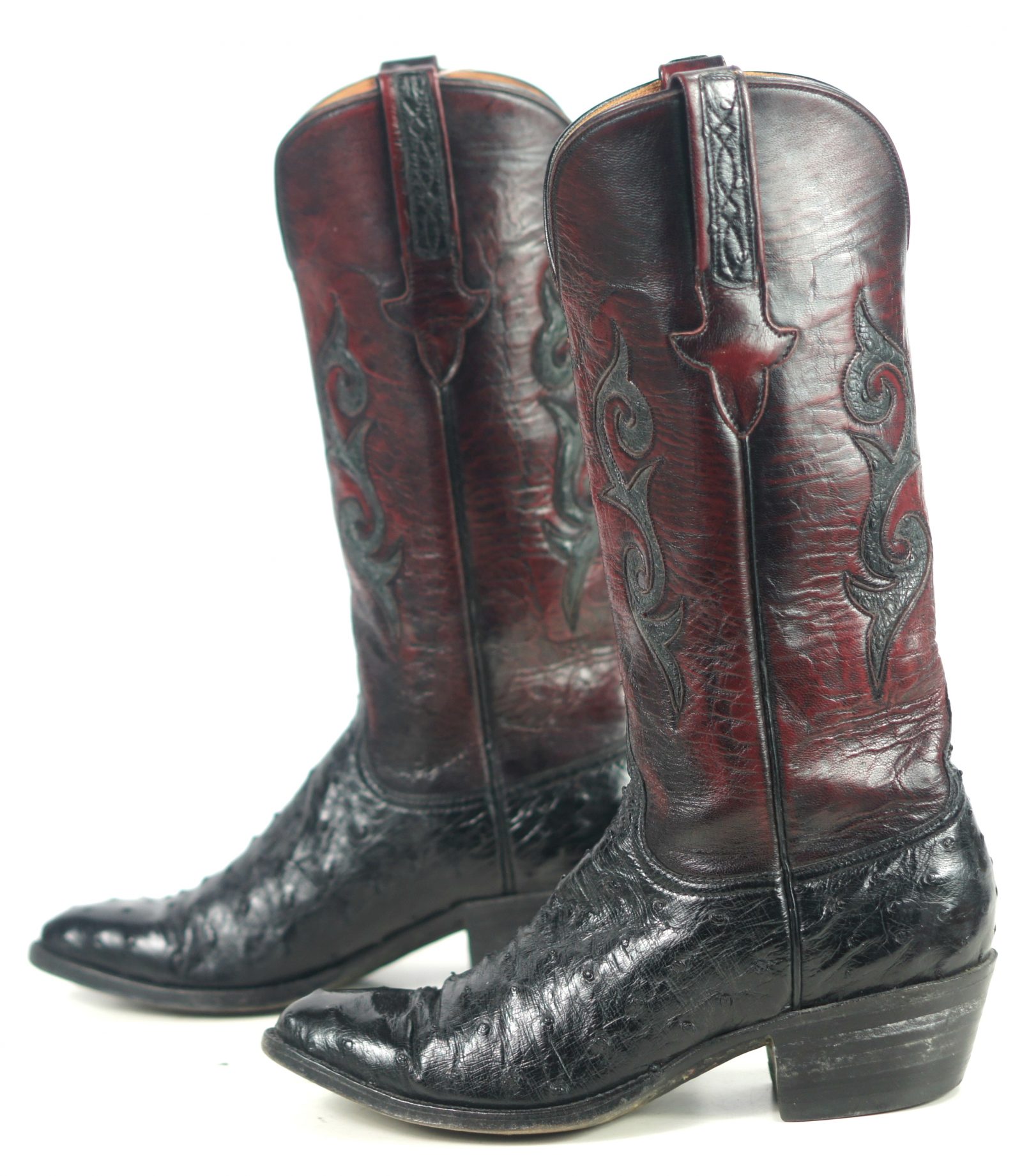 Detail Black Cherry Ostrich Cowboy Boots Nomer 5