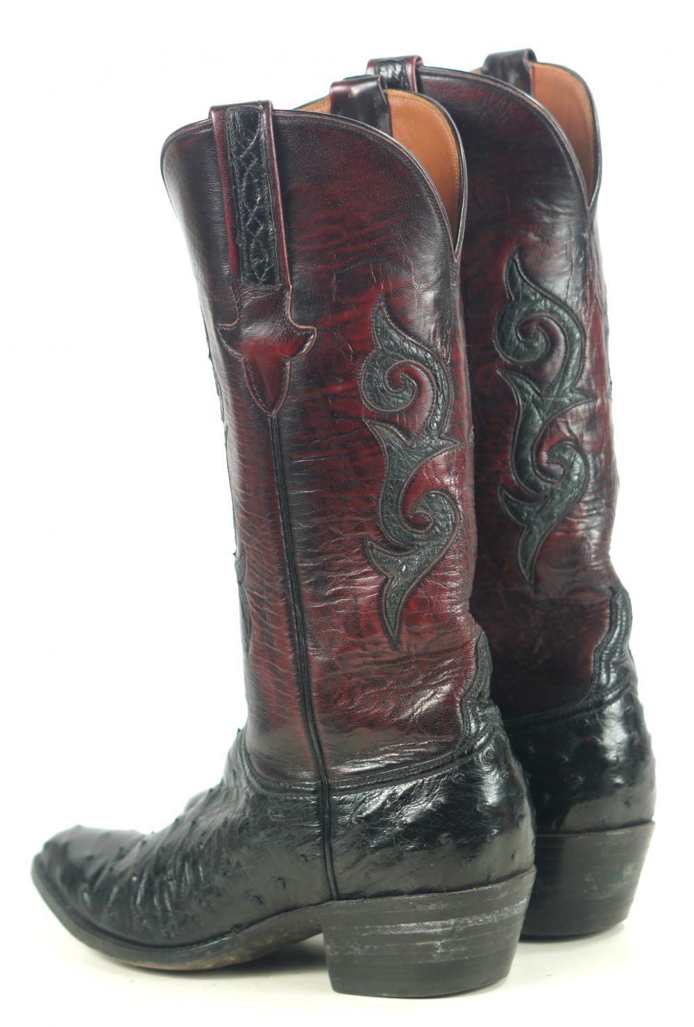 Detail Black Cherry Ostrich Cowboy Boots Nomer 6