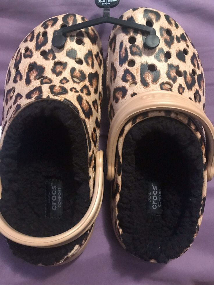 Black Crocs With Cheetah Fur - KibrisPDR