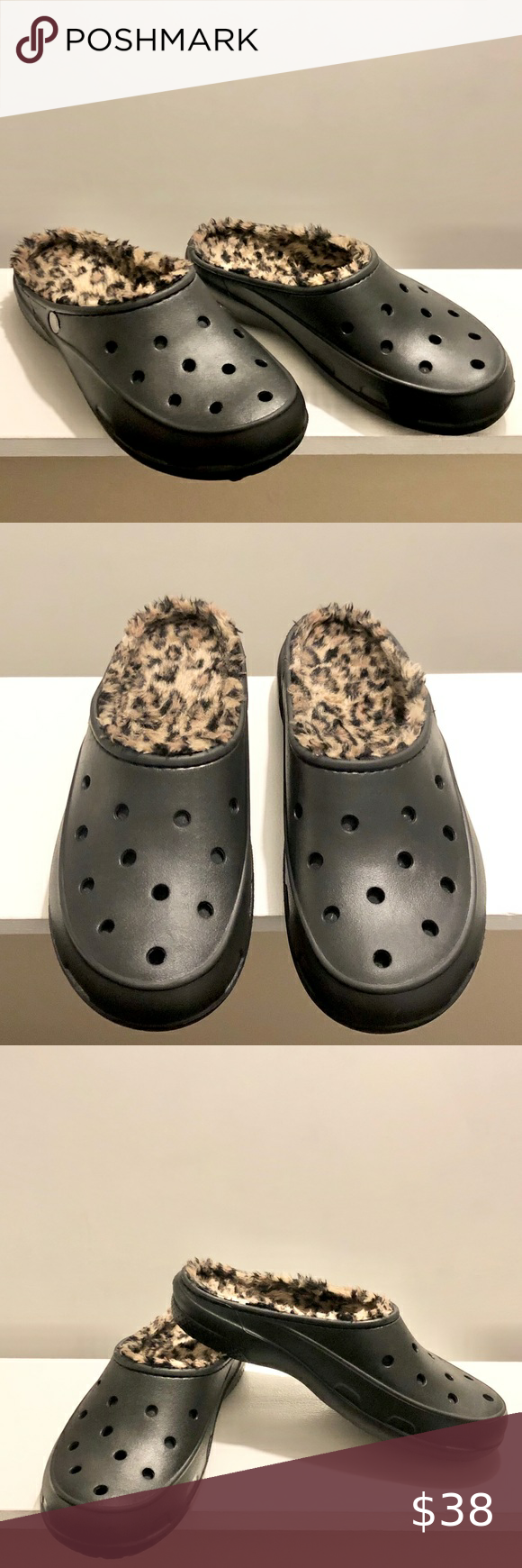 Detail Black Crocs With Cheetah Fur Nomer 17