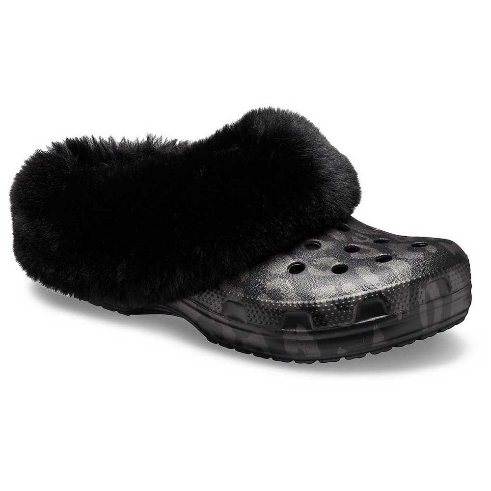 Detail Black Crocs With Cheetah Fur Nomer 41