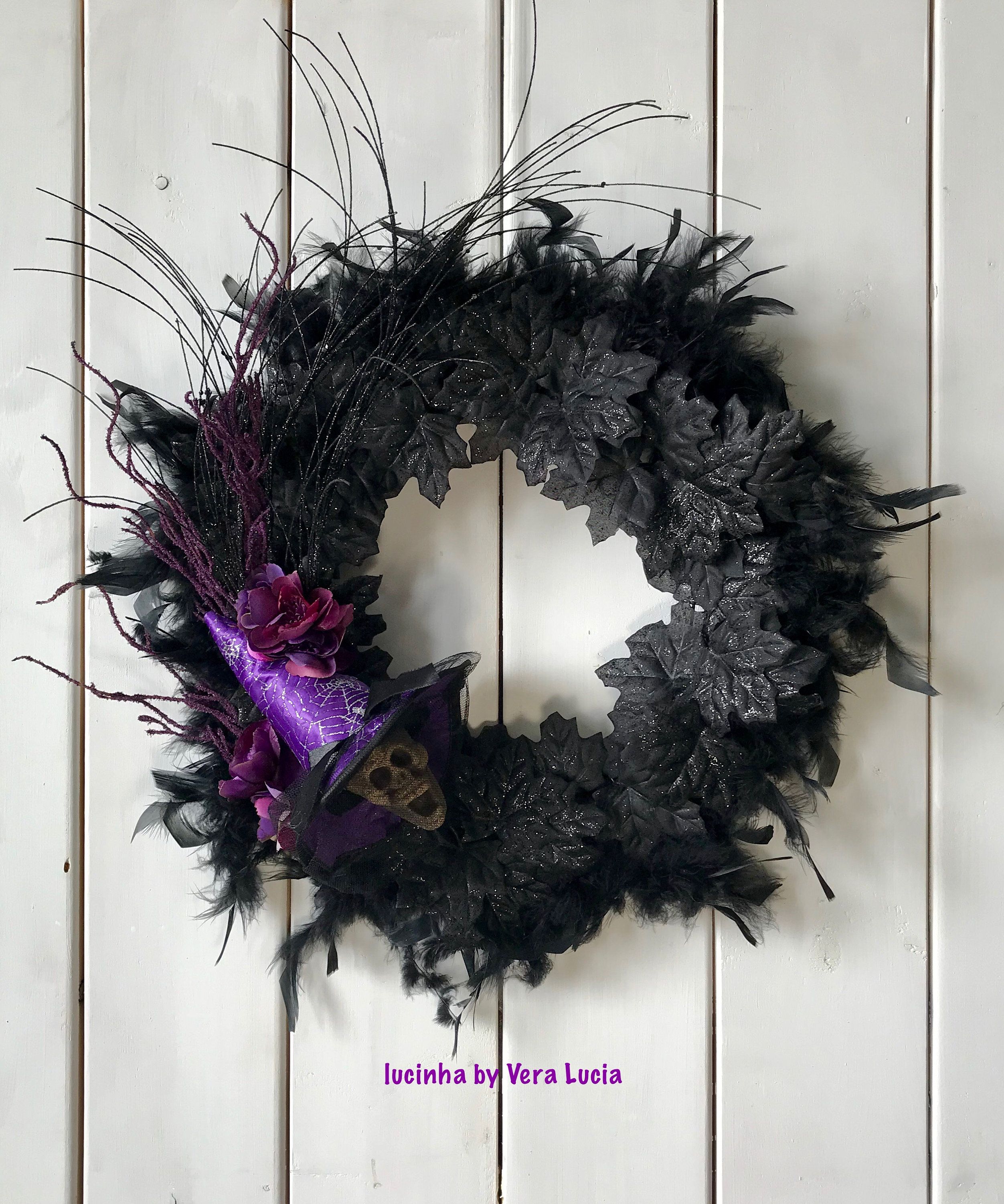 Detail Black Feather Halloween Wreath Nomer 16