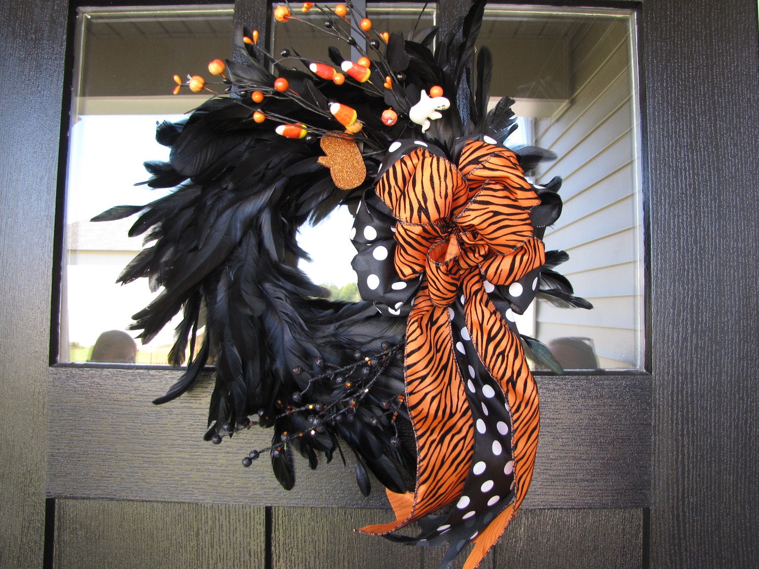 Detail Black Feather Halloween Wreath Nomer 22