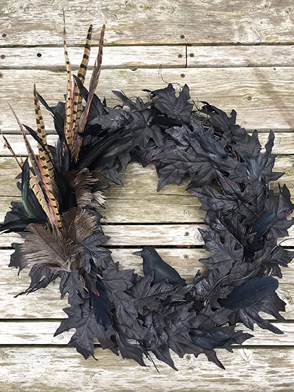 Detail Black Feather Halloween Wreath Nomer 27